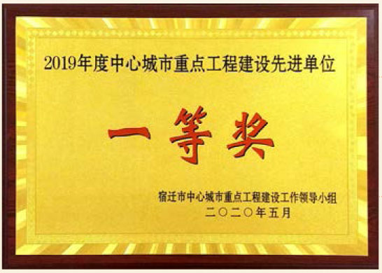 2019年度中心城市重點工程建設(shè)先進(jìn)單位一等獎